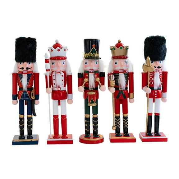 Tachiuwa 5 Pieces Nutcracker Figurines, Wooden Nutcracker Christmas Decor, Traditional Christmas Nutcracker for Festival Shelf