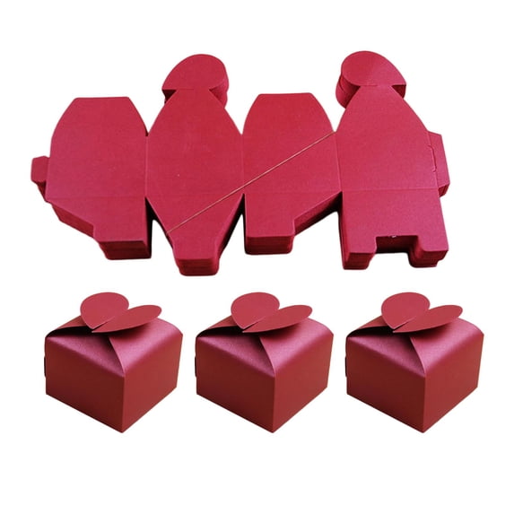 Tachiuwa 50Pcs Wedding Candy Boxes for Guests Paper Gift Boxes Decorative Pastry Creative Collapsible Boxes for Graduation Anniversary Red