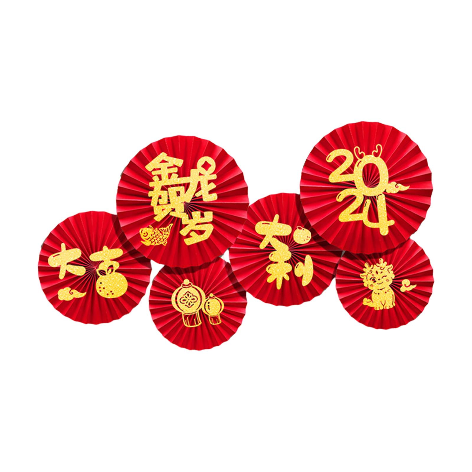 Spring Fan Paper Tachiuwa 6Pcs 2024 Chinese New Year Paper Fans Traditional Paper Fans ...