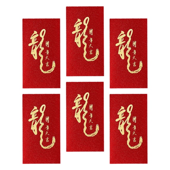 Tachiuwa 6Pcs Chinese Lunar New Year Red Envelopes Dragon Year Red Envelopes Gifts Wishes Hong Bao Red Packets for Graduation Festival B