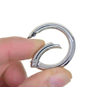 Tachiuwa 6Pcs Spring Gate O Rings Round Carabiner Clamp Clasp DIY Accessory Alloy Snap Clip Push Gate Snap Hook for Jewelry Making Bag Silver