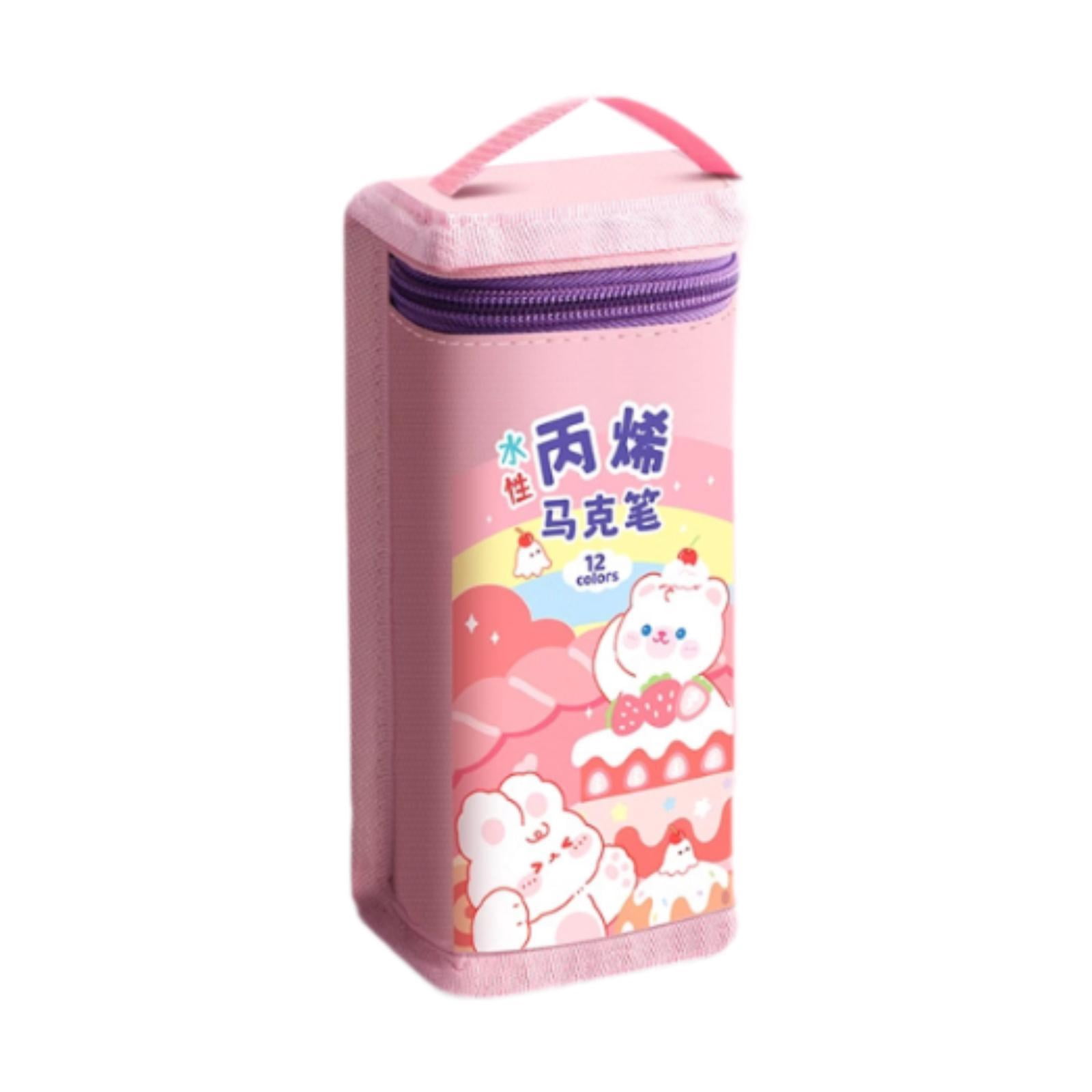 Tachiuwa Acrylic Paint Markers Acrylic Paint Pens Art Supplies with Carry Pouch Drawing Markers for Mugs Paper Artists DIY Crafts Wood 12 Color and Pink
