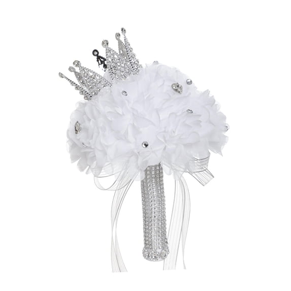 Tachiuwa Artificial Bridal Bouquet Wedding Bride Bouquets Photo Props with Ribbon Romantic Bridal Holding Wedding Bouquet for Ceremony 19cmx28.5cm