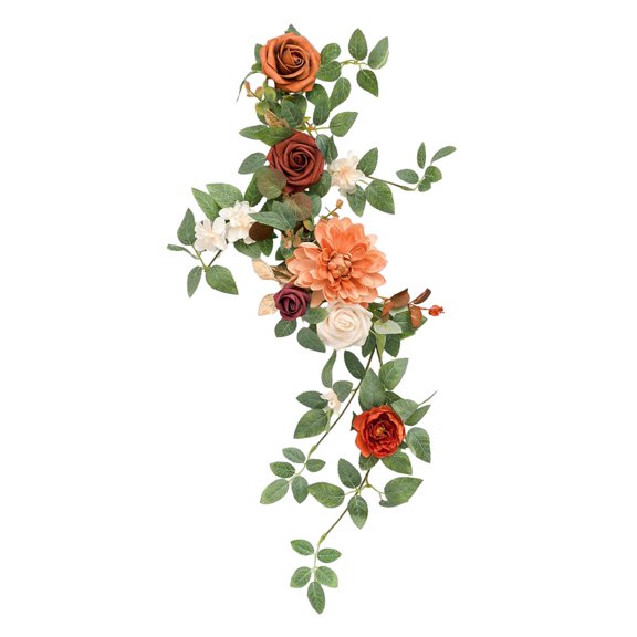 Tachiuwa Artificial Flower Swag Centerpiece Garland, Handmade Rustic Silk Flower, Wedding Arch Flower for Ceremony Backdrop Home Table Orange