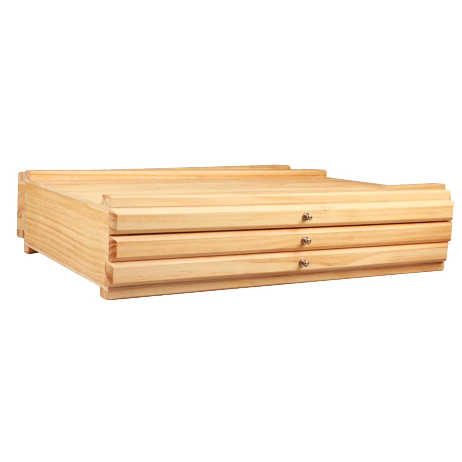 Tachiuwa Artist Supply Storage Box Wood Art Supplies Organizer with Drawer and Compartments for Watercolor Pens Markers Painting Tools 3 Drawer