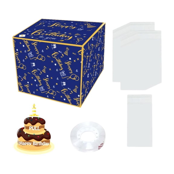 Tachiuwa Birthday Money Drawer Money Holder for Gift with Pull Out Card Birthday Day Money Box for Gift for Father Lovers Women Family Blue