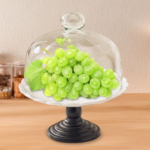 Tachiuwa Cake Stand with Glass Dome Lid Multipurpose Footed Bread Storage Cake Holder 8 Inch
