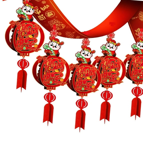 Tachiuwa Chinese New Year Banner Snake Year Garland Handcraft DIY Hanging Flag Ceiling Decorations for Restaurant Party Lunar New Year A