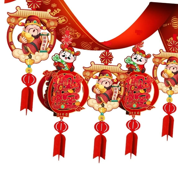 Tachiuwa Chinese New Year Banner Snake Year Garland Handcraft DIY Hanging Flag Ceiling Decorations for Restaurant Party Lunar New Year B