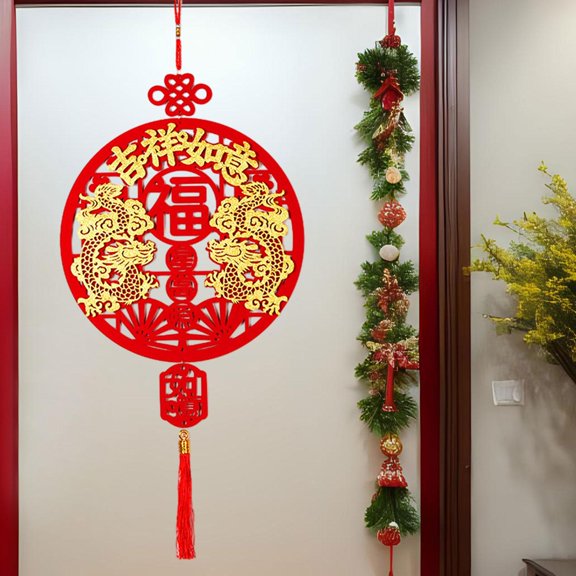 Tachiuwa Chinese New Year Decoration Blessing Pendant Decorative, Hanging Wall Decor for Party, Bedroom Door Party Supplies Decoration C