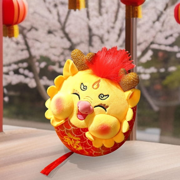Tachiuwa Chinese New Year Dragon Doll Spring Festival Decoration New Year Gift Kids Hanging Ornament Plush Dragon Toy for Bags Holiday Height 10cm