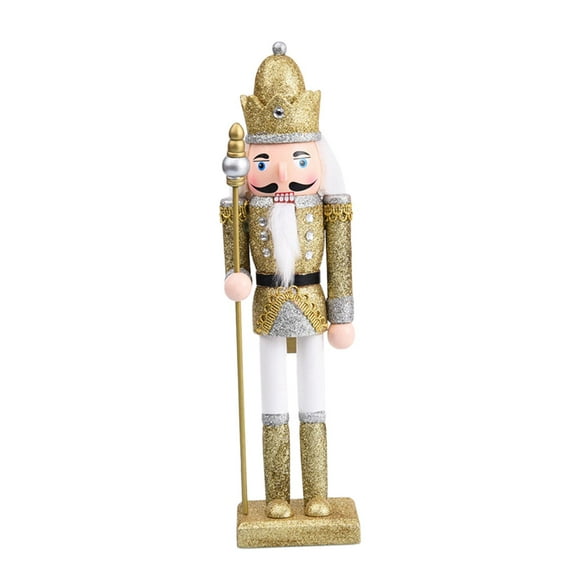 Tachiuwa Christmas Nutcracker Figures Wooden Nutcracker Photo Props Xmas Nutcracker Nutcracker Soldier Figure Decor for Shelves Tables Gold