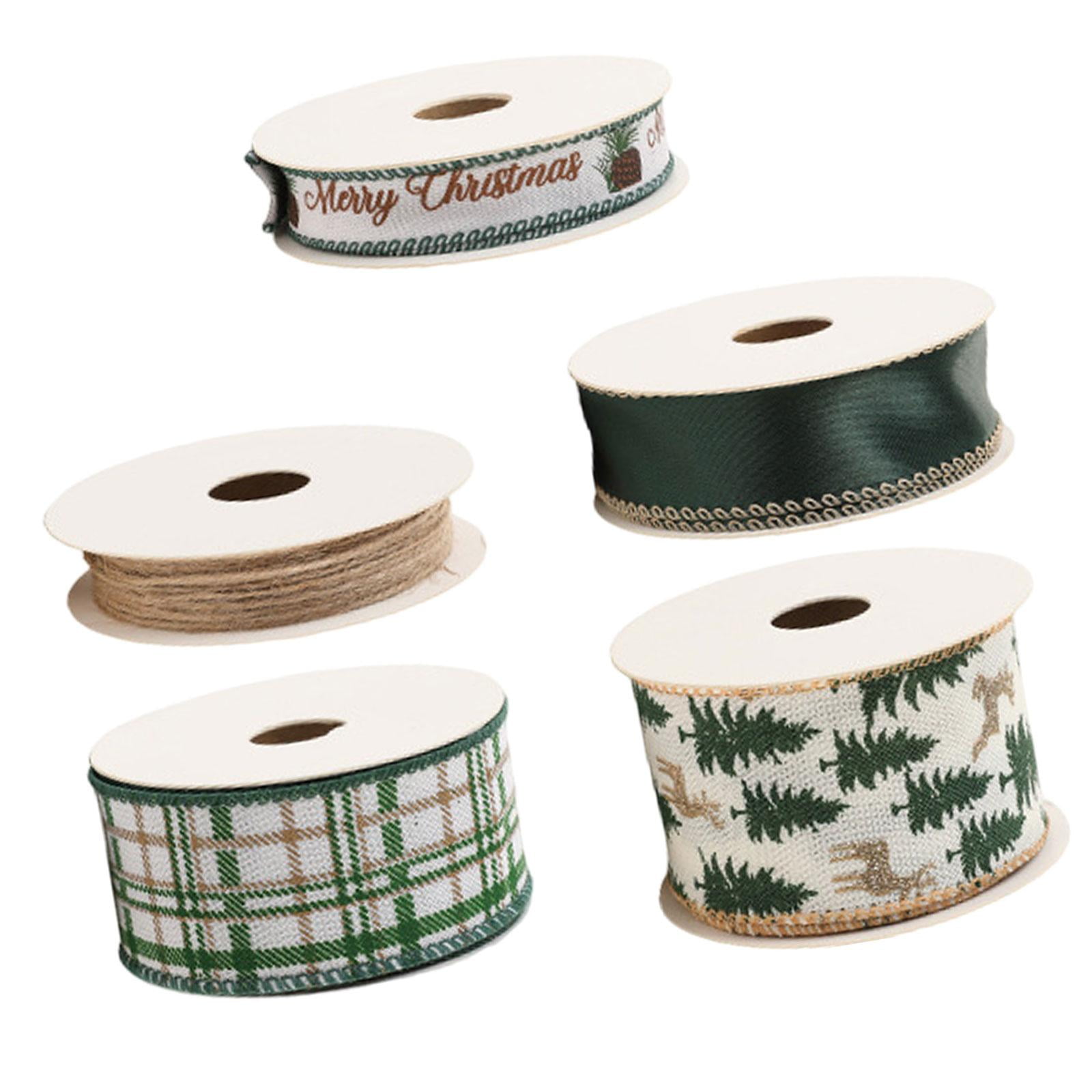 Tachiuwa Christmas Ribbons DIY Christmas Tree Ribbon for Cake Boxes Wreath Bow Making Green