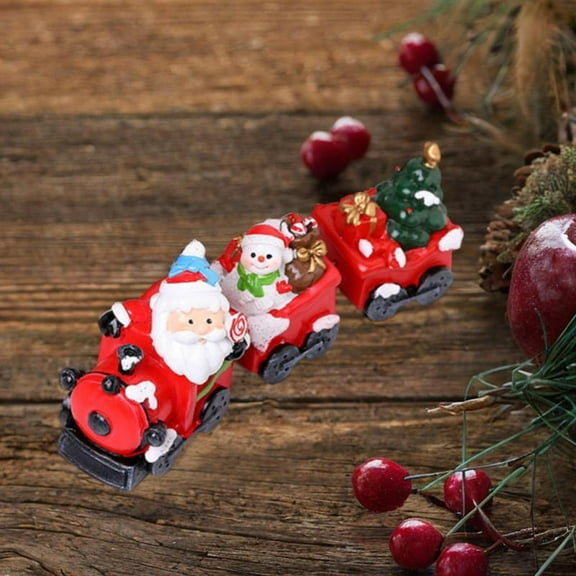 Tachiuwa Christmas Train Decor Cute Party Festival Crafts Display Tabletop Centerpiece Sculpture Statue Resin Xmas Gift Train Figurine Santa Claus