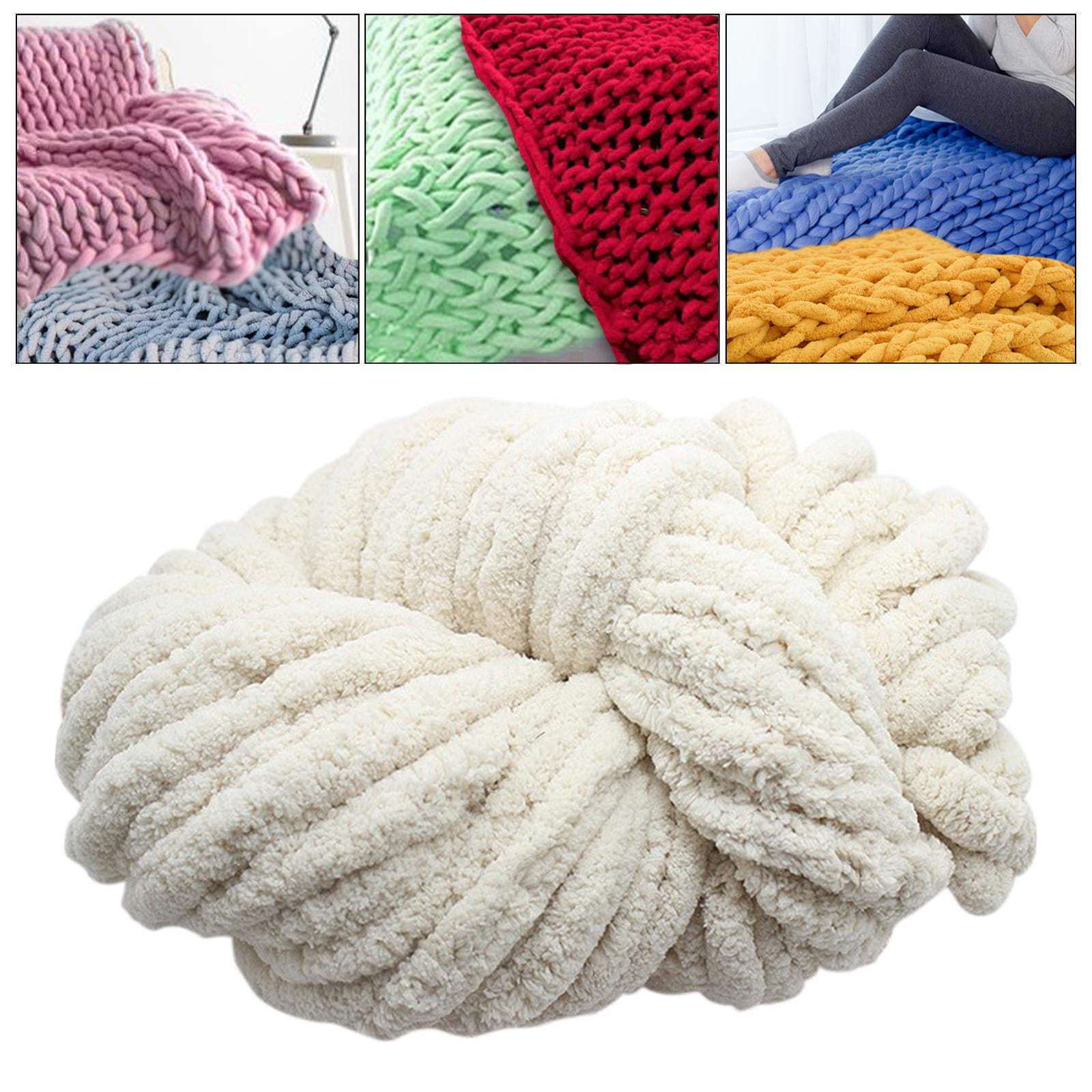 Tachiuwa Chunky Chenille Yarn for Crocheting, Bulky Thick Yarn for Knitting,Super Bulky Chunky Yarn for Hand Knitting Blanket Beige