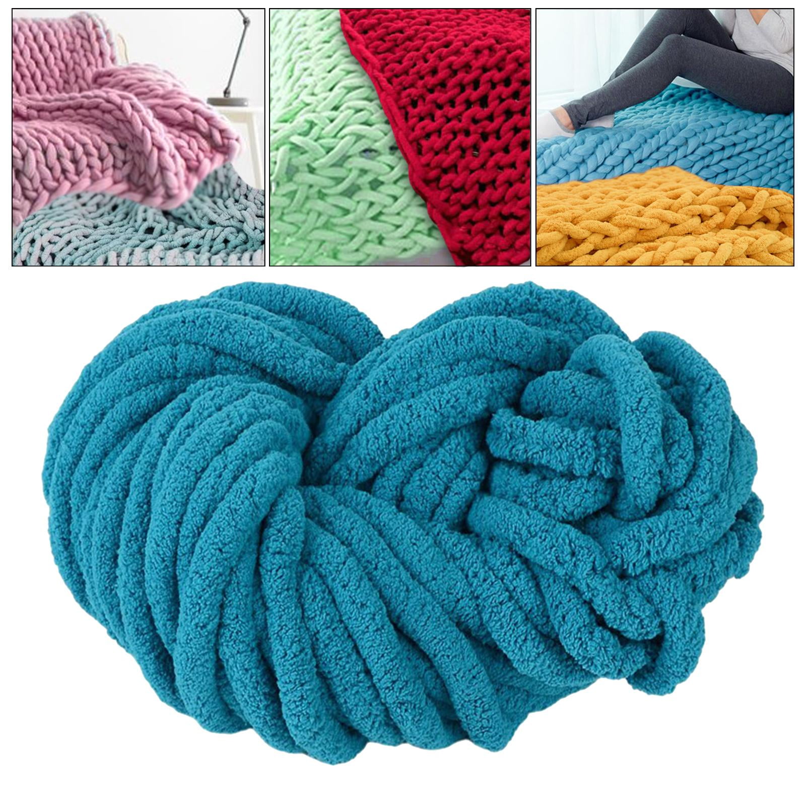 Tachiuwa Chunky Chenille Yarn for Crocheting, Bulky Thick Yarn for Knitting,Super Bulky Chunky Yarn for Hand Knitting Blanket Blue