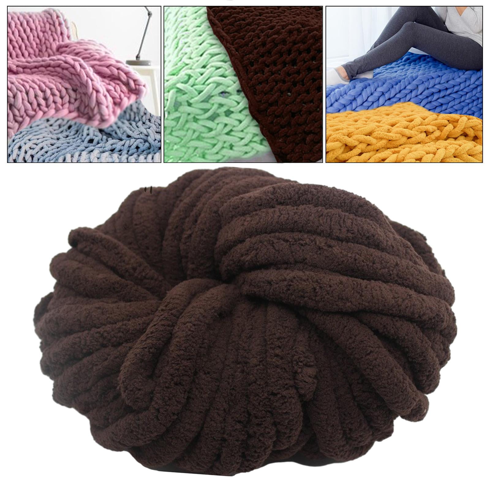 Tachiuwa Chunky Chenille Yarn for Crocheting, Bulky Thick Yarn for Knitting,Super Bulky Chunky Yarn for Hand Knitting Blanket Coffee