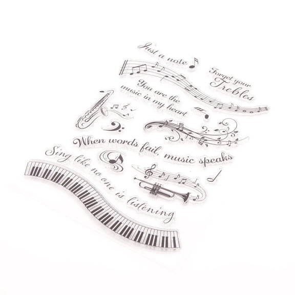 Tachiuwa Clear Stamps Music Theme Letters Stamps Artwork Portable Reusable Decorative DIY Handicraft Transparent Stamps for Decoration