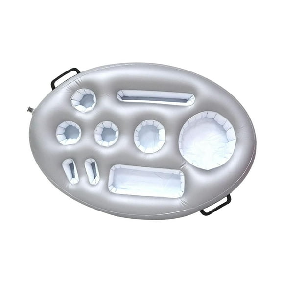 Tachiuwa Drink Holder Inflatable with 9 Holes Pool Drink Floats for Food Serving Swimming Pool Salad Bar Tray argent