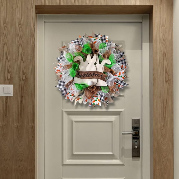 Tachiuwa Easter Hanging Door Sign Easter Rabbit Wreath Spring Decoration Door Decors Rabbit Door Sign for Front Door Easter Decoration