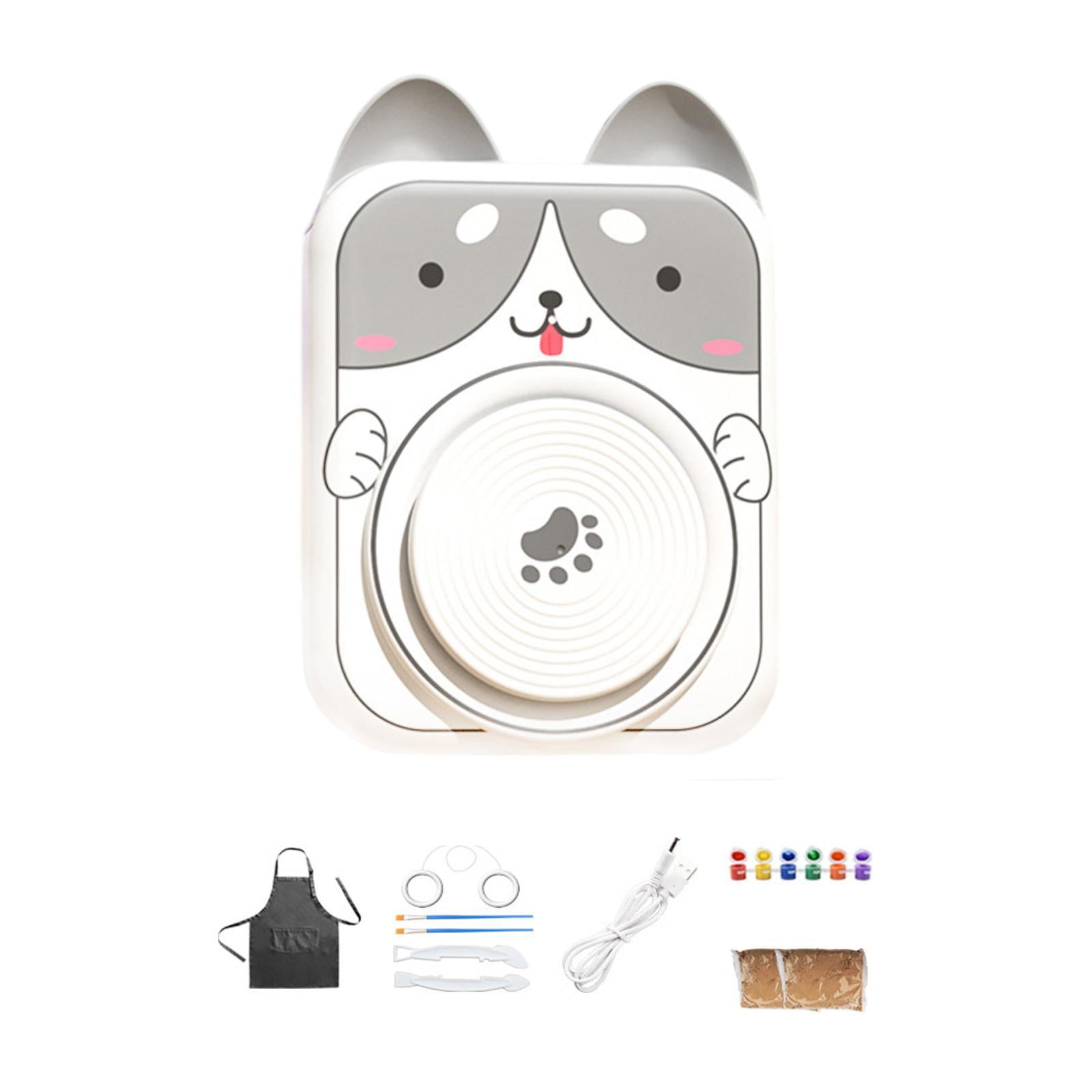 Tachiuwa Electric Pottery Wheel Set for Kids Porcelain Machine ,DIY Pigments, Beginner Pottery Machine Complete Pottery Kit Dog