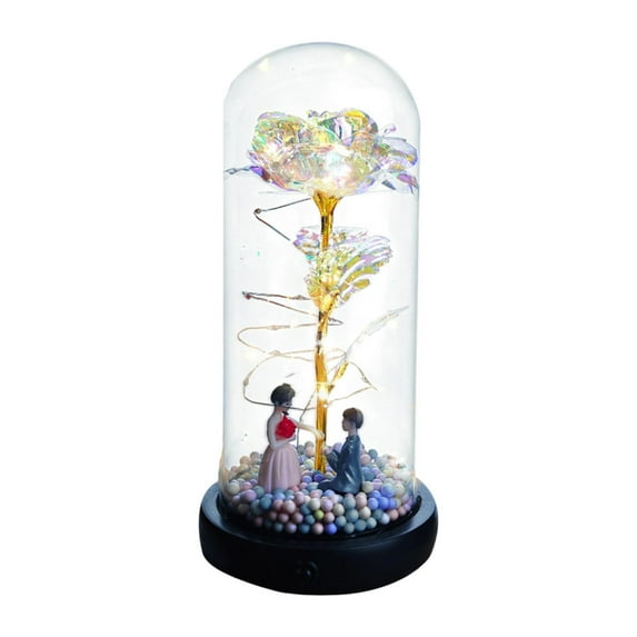 Tachiuwa Light up Rose in Glass Dome Night Light with Music, Birthday Anniversary Wedding Rose Flower Gift for Women Table Decoration White