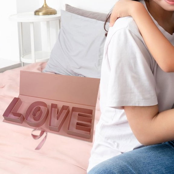 Tachiuwa Mama Empty Flower Gift Box Cardboard Letter Shaped Lightweight Gift Packaging for Valentines Parties Anniversary Pink