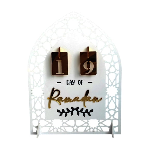 Tachiuwa Mubarak Ramadan Advent Calendar 20x15cm Decorative Table Centerpiece Desktop Ornament for Wedding Party Decor Multifunctional White