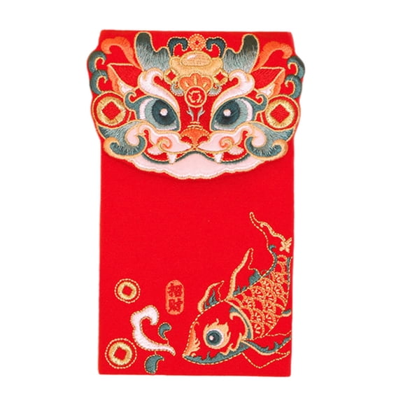 Tachiuwa Packets Traditional Canvas Gifts Embroidery Lucky Money Chinese Lunar New Year Red Envelopes for Spring Festival B