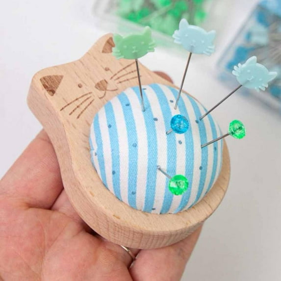 Tachiuwa Sewing Holders Pin Holder DIY Craft Holder Round Cute Pin Cushions Head Sewing Cushion for Beginners Blue