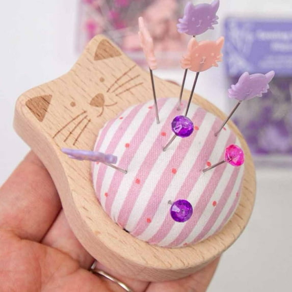 Tachiuwa Sewing Holders Pin Holder DIY Craft Holder Round Cute Pin Cushions Head Sewing Cushion for Beginners Pink