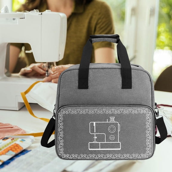 Tachiuwa Sewing Machine Carrying Case, Sewing Machine Carry Bag Zipper Convenient Sewing Supplies Yarn Storage Holder Sewing Tote Bag Gray