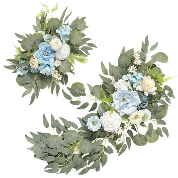Tachiuwa Wedding Arch Flowers Faux Flower Swag Flower Arrangement Hanging Reception Backdrop Floral Flower Garland for Front Door Wall Blue