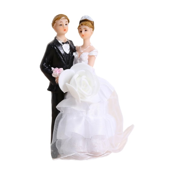 Tachiuwa Wedding Cake Toppers Bride and Groom Cake Decor Sculpture with White Mesh Veils Romantic Couple Statue for Desk Wedding Party Style A