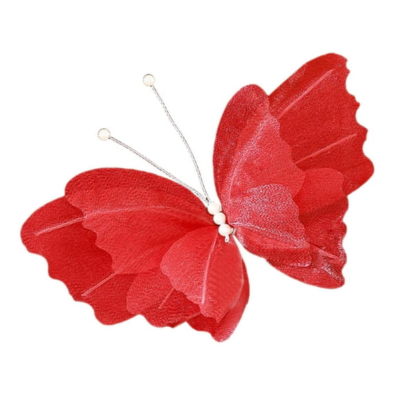 Tachiuwa Wedding Decor Artificial Butterfly Decoration for Outdoor and Indoor Banquet 30cmx41cm Red
