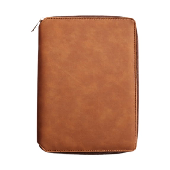 Tachiuwa Zippered Notebook 6 Binder Notebook Planner Pocket Diary Travel Journal for Travel Business Trips Journalists Teachers Brown