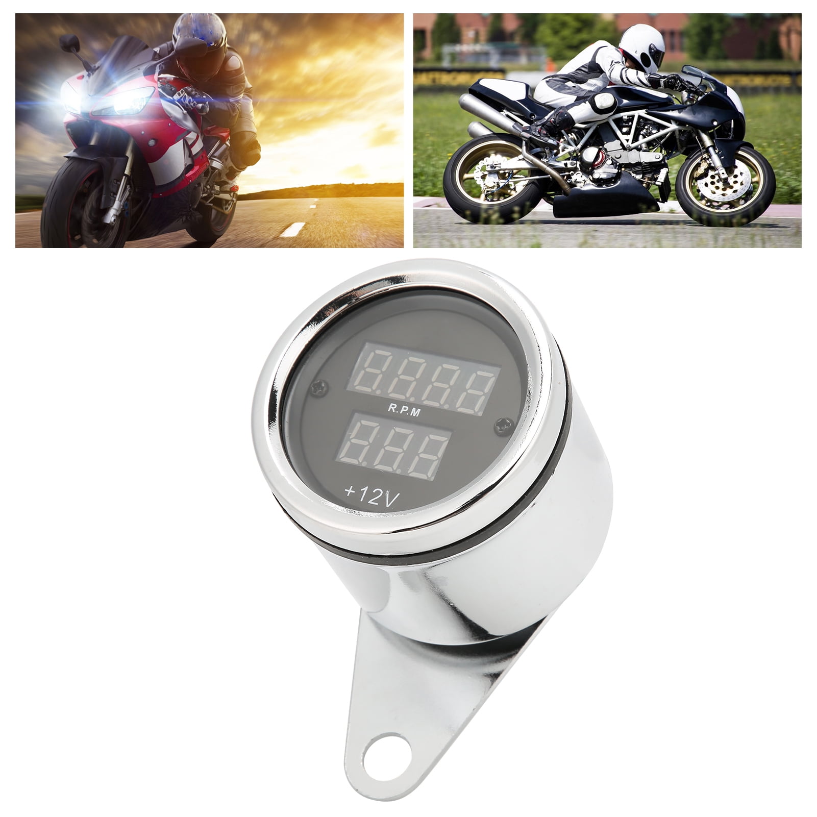 Tacho Gauge, Clear Digital Display 12V Universal Odometer Speedometer