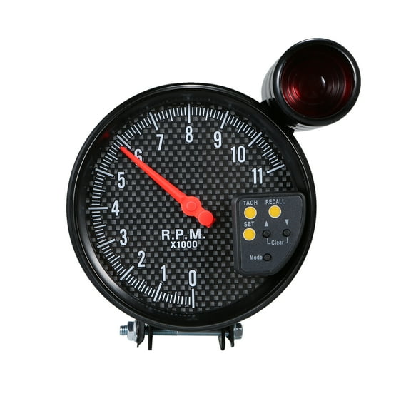 Tachometer 5 Inch Diameter Tachometer Carbon Fiber Face 7 Colors Optional With LED Pointer