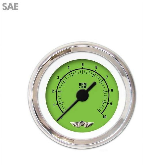 Tachometer Gauge w emblem-Rider Green Black Vintage Needles Chrome Trim Rings Style Kit Installed