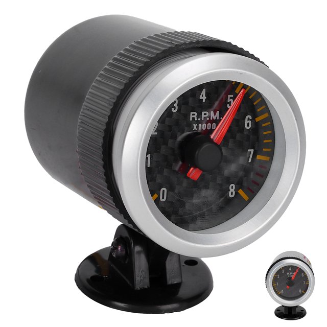 Tachometer, Universal 12V 52mm/2.05in 08000 RPM Carbon Fiber Panel Pointer Tachometer For 4 6 8