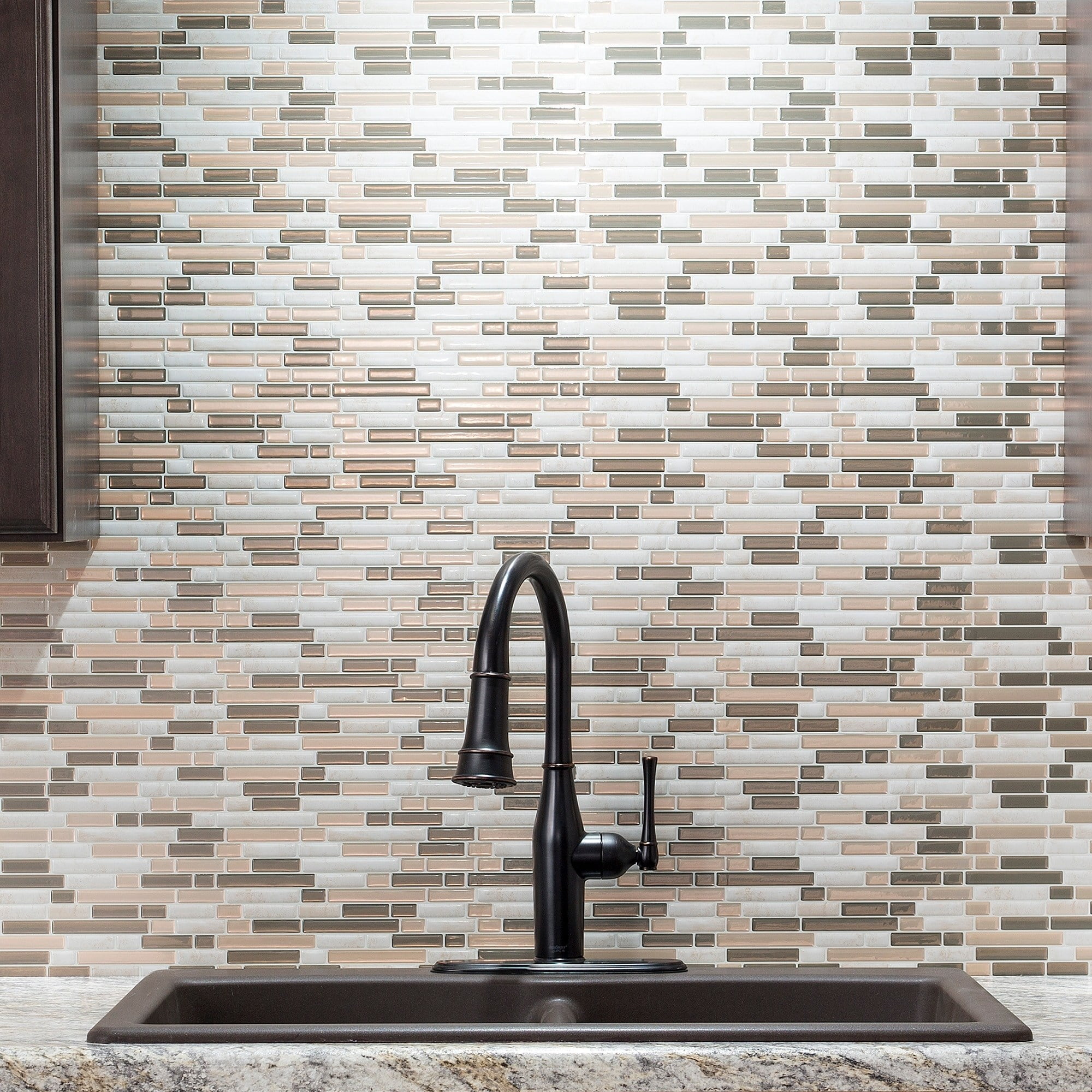 Tack Tile Peel & Stick Vinyl Backsplash Small Mosaic Brown (Pack of 3)