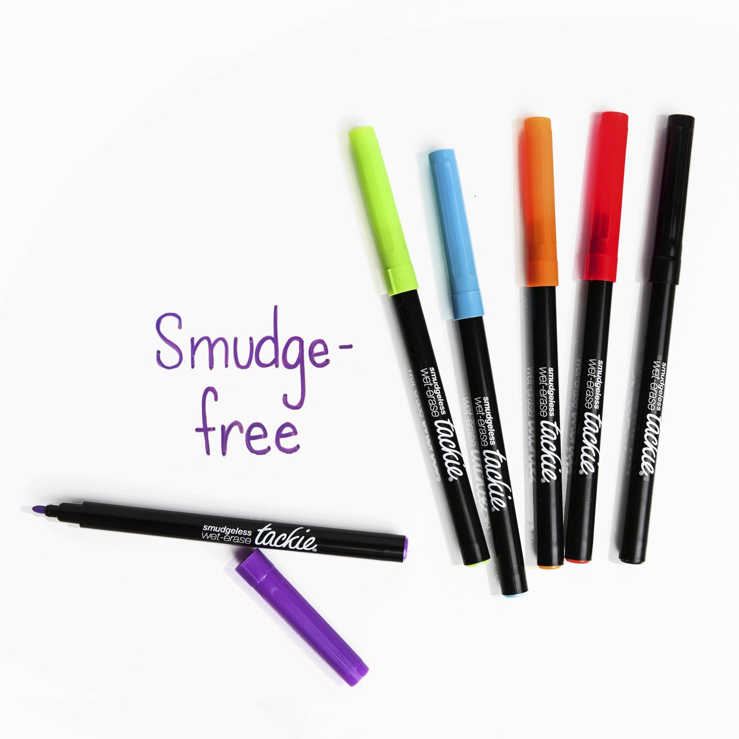 Tackie Markers Fine Point Black 6-Pack: Smudge Free Dry Erase