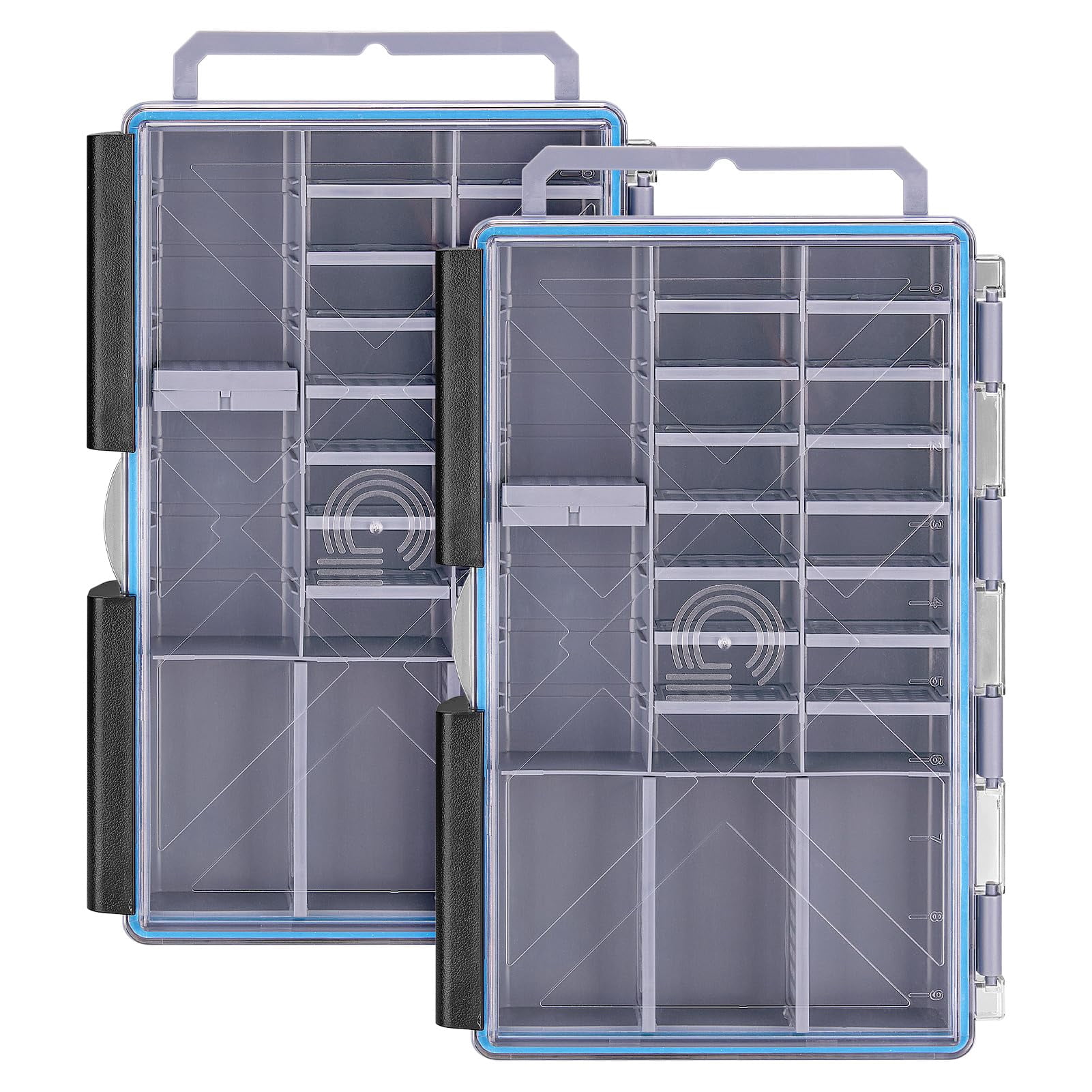 Tackle Boxes For Fishing 2-pack Waterproof With Adjustable Compartments  Clear Portable Trays Plastic Organizers Diy Dividers Lures Hooks & Bass Gear 3600 Gray