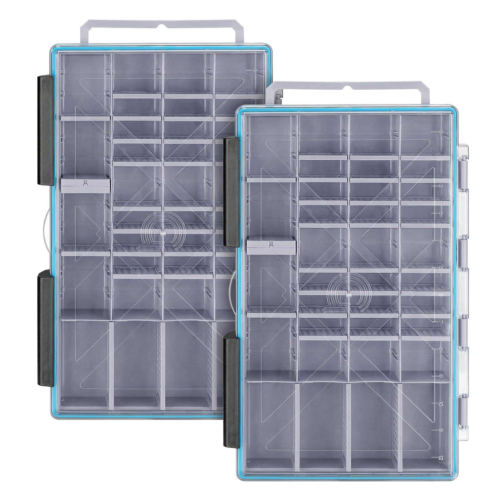 Tackle Boxes For Fishing 2-pack Waterproof With Adjustable Compartments  Clear Portable Trays Plastic Organizers Diy Dividers Lures Hooks & Bass Gear 3700 Gray