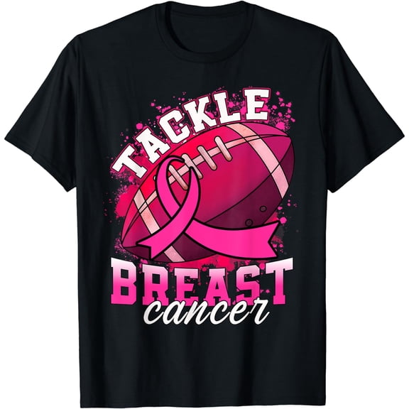 Tackle Breast Cancer Awareness Pink Ribbon Football Boy Kids T-Shirt