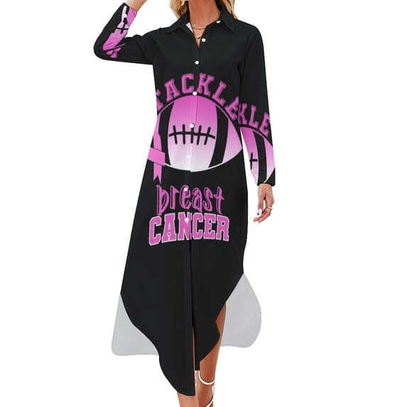 Tackle Breast Cancer Long Sleeved Shirt Dress women's clothing summer novelties party dresses women
