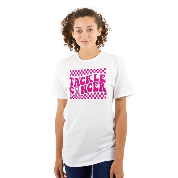 Tackle Breast Cancer Pink Ribbon Women's Plus Size Graphic Tee Brisco Brands 3X