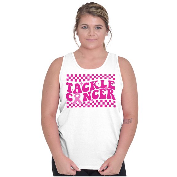Tackle Breast Cancer Pink Ribbon Womens Plus Size Graphic Tank Top Brisco Brands 3X