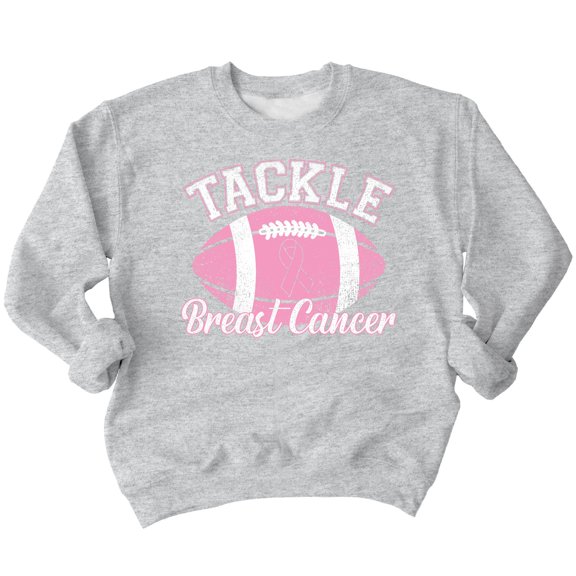 Tackle Breast Cancer Support Crewneck Sweatshirt, 2XL, H. Grey