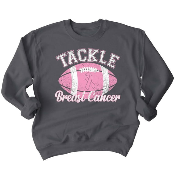 Tackle Breast Cancer Support Crewneck Sweatshirt, 3XL, Charcoal